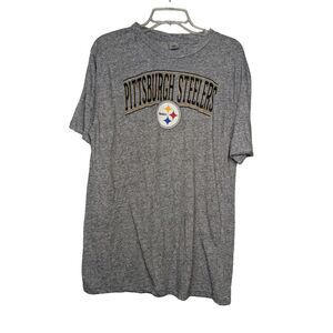 Pittsburgh Steelers Short Sleeve Shirt Mens Large Grey Crew‎ Neck NFL Football